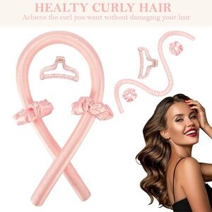 Precision Beauty Heatless Hair Curling Set - Pink